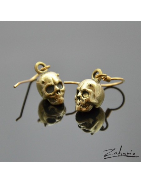 Earrings Horned Skulls Bronze