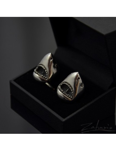 Spinki Szczęki Rekiny Srebro