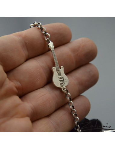 Bracelet Playing Guitar Silver