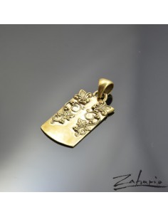 Pendant Dogtag Lilies Grapevine Bronze