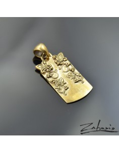 Pendant Dogtag Lilies Grapevine Bronze 2