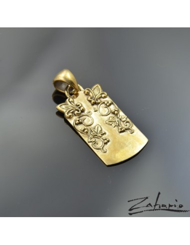 Pendant Dogtag Lilies Grapevine Bronze