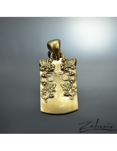 Pendant Dogtag Lilies Grapevine Bronze
