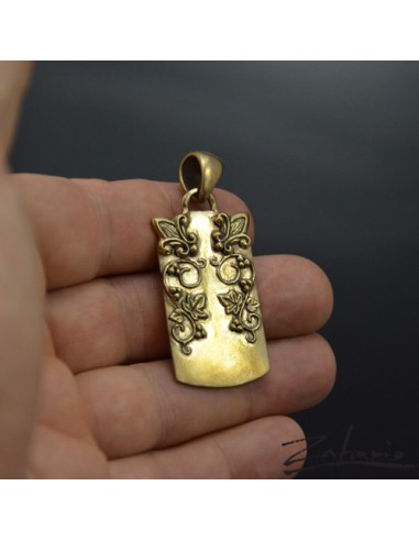 Pendant Dogtag Lilies Grapevine Bronze
