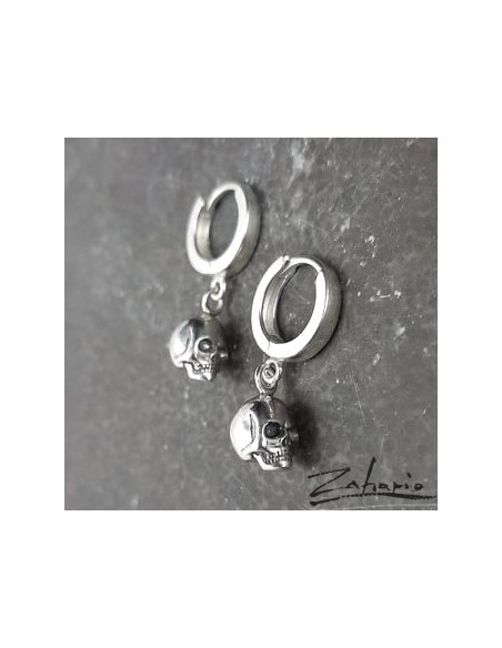 Skull Earring on Ring Silver