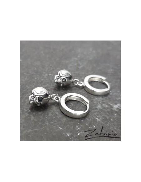 Skull Earring on Ring Silver
