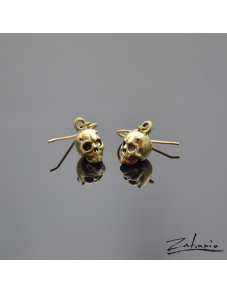 Earrings Horned Skulls Bronze
