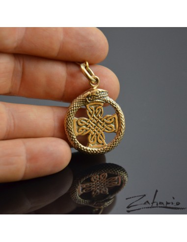 Pendant Uroboros with Celtic Cross Bronze