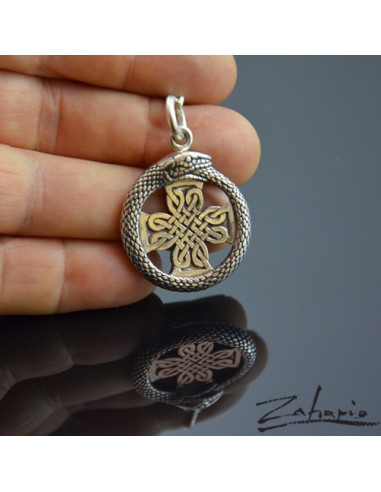 Pendant Uroboros with Celtic Cross Silver