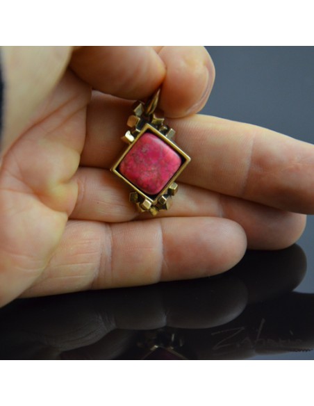 Pendant Pink Jasper Bronze