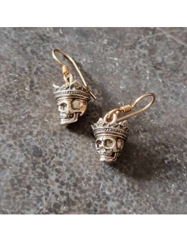 Kolczyki Czaszki w koronie Brąz