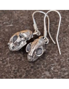 Earrings Cat Skulls Silver 2