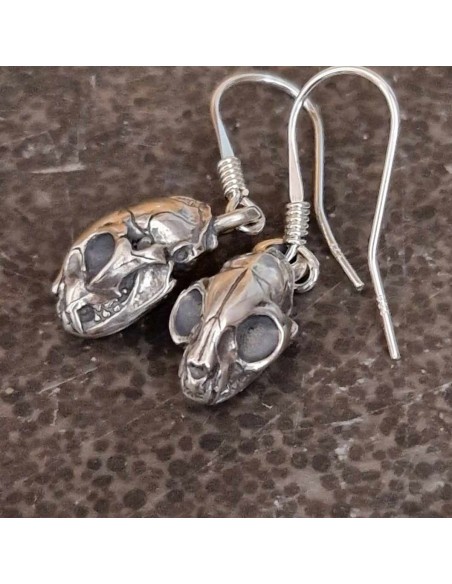 Earrings Cat Skulls Silver