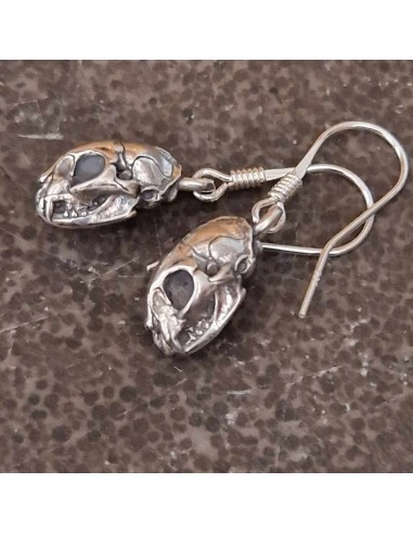 Earrings Cat Skulls Silver