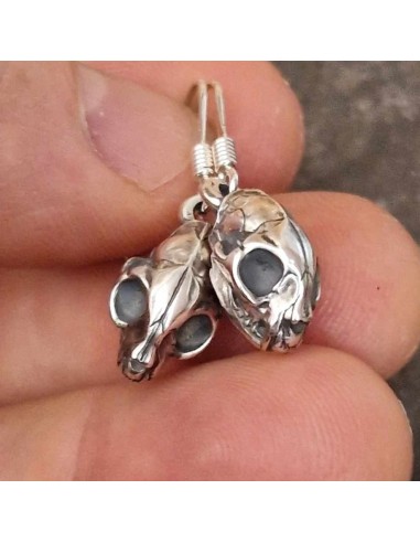 Earrings Cat Skulls Silver