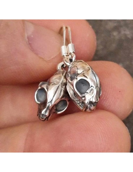 Earrings Cat Skulls Silver