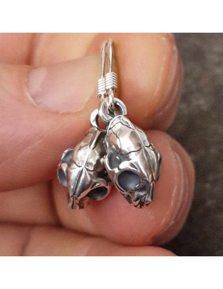 Earrings Cat Skulls Silver