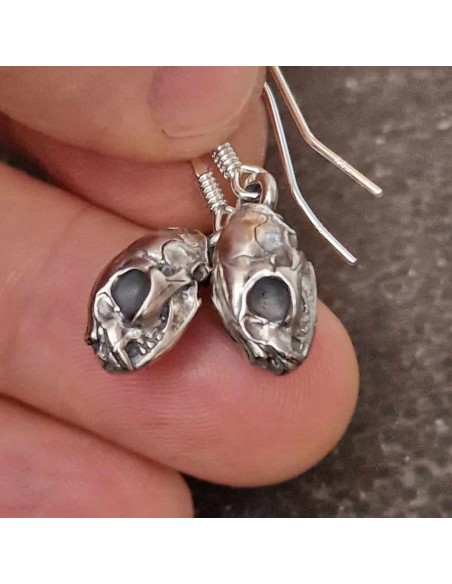 Earrings Cat Skulls Silver