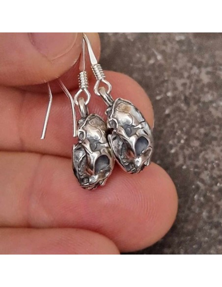 Earrings Cat Skulls Silver