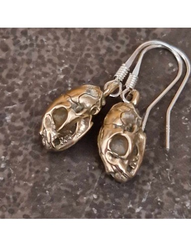 Earrings Cat Skulls Bronze