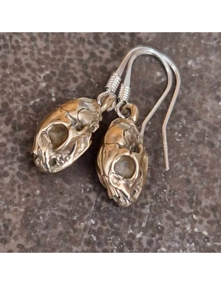 Earrings Cat Skulls Bronze