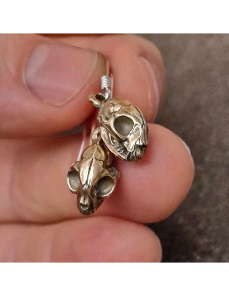 Earrings Cat Skulls Bronze