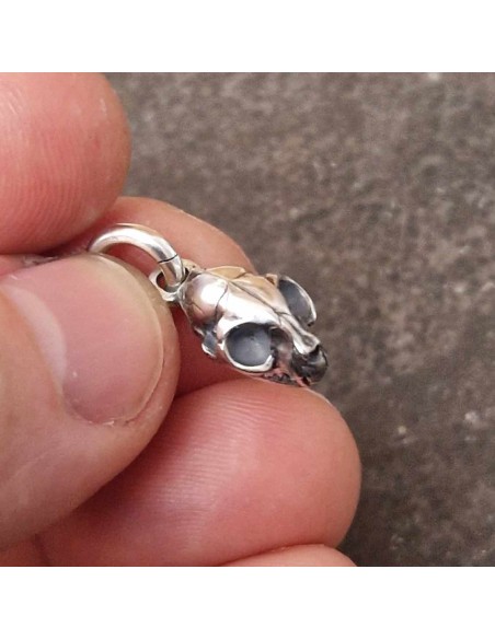 Zahario Cat Skull Pendant Silver