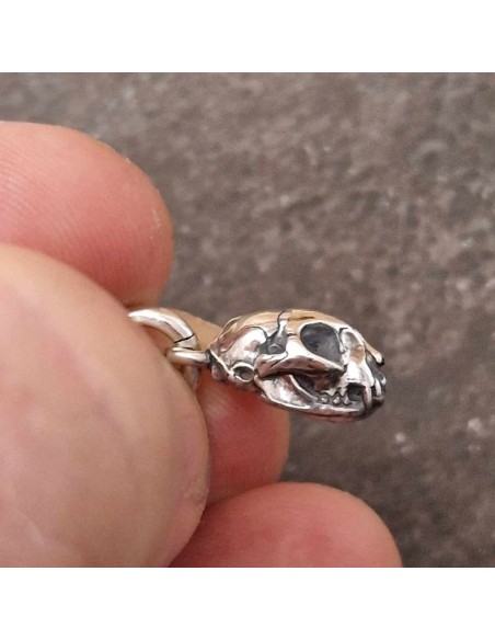 Zahario Cat Skull Pendant Silver