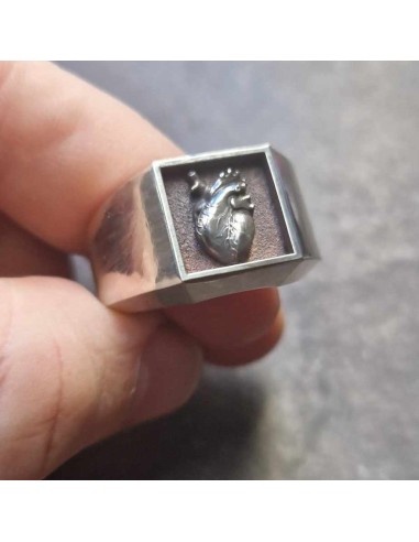 Zahario Signet Heart Pulse silver