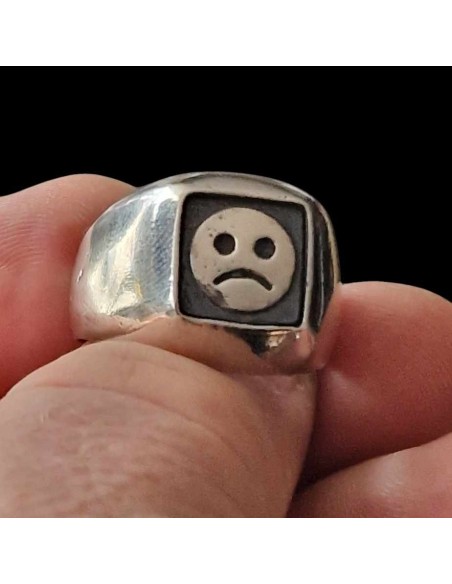 Sad Face Signet Silver