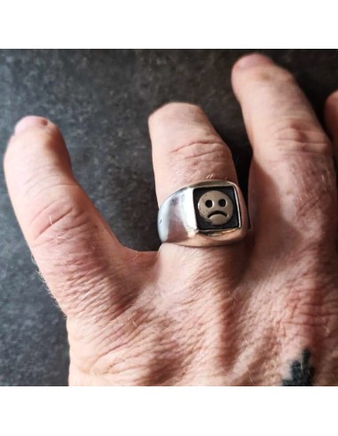 Sad Face Signet Silver