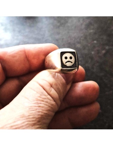 Sad Face Signet Silver