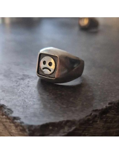 Sad Face Signet Silver