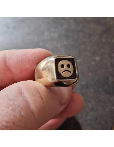 Sad Face Signet Bronze