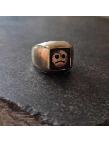 Sad Face Signet Bronze