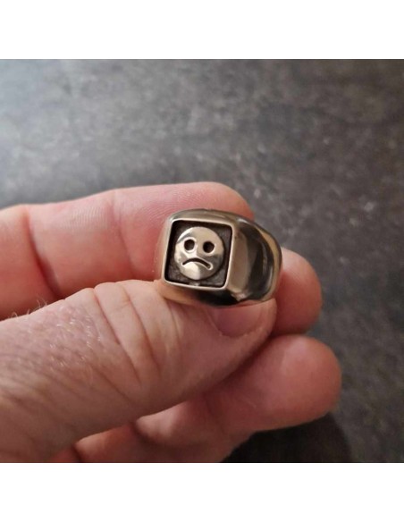 Sad Face Signet Bronze