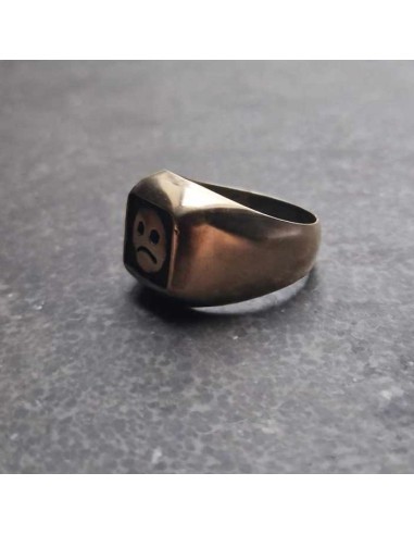 Sad Face Signet Bronze