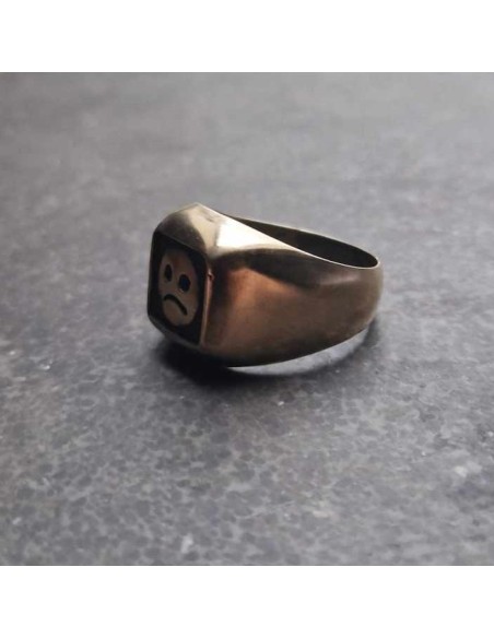 Sad Face Signet Bronze