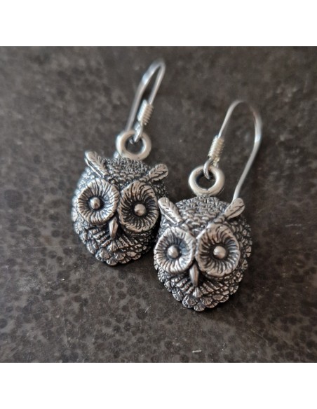 Silver Owl Earrings by Zahario