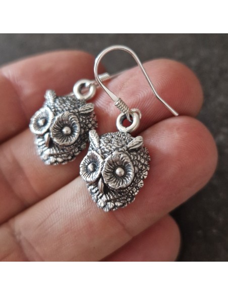 Silver Owl Earrings by Zahario