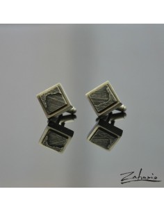 Spinki do Mankietów Skamielina Zwęglone Drewno Srebro