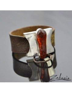 Bransoleta Bursztyn Srebro