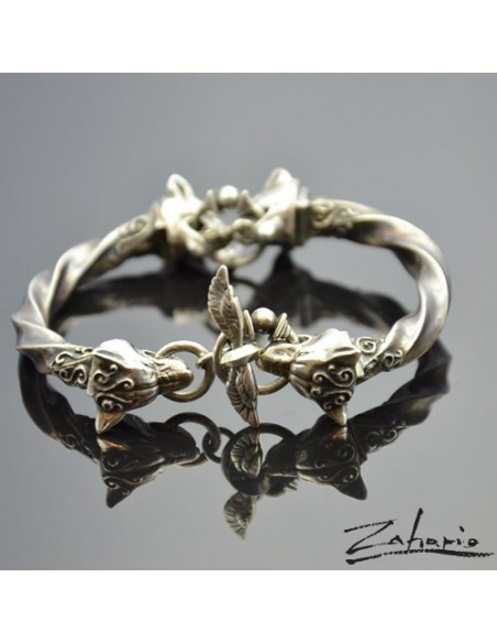 Bracelet Fighting Wolves Silver
