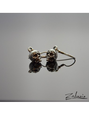 Earrings Ornamented Skulls Silver