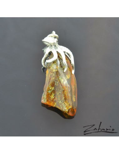 Pendant Octopus with Amber