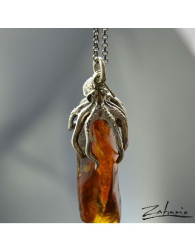 Pendant Octopus with Amber
