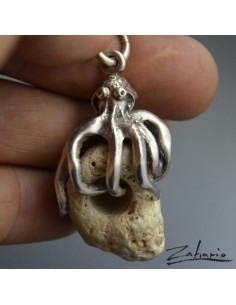 Pendant Octopus Limestone Silver