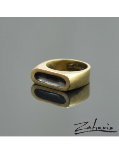 Ring with Black Enamel Bronze