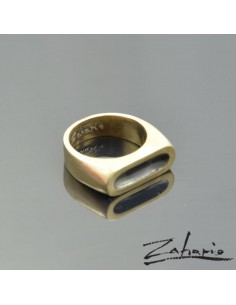 Pierścień z Czarną Emalią Brąz 2