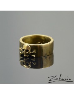 Obrączka Duża Czaszka Brąz
